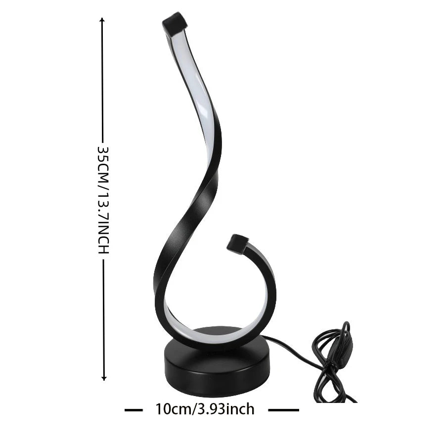 Luminária Escultural Curva S em Alumínio LED — 3 Tons de Luz