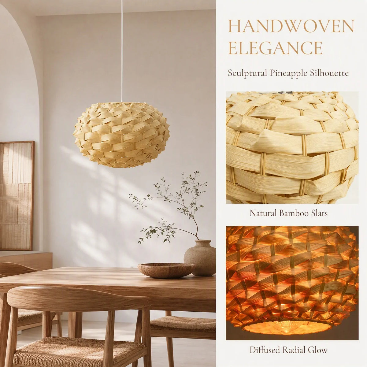 Luminária Pendente Artesanal em Bambu Natural — Design Orgânico Boho