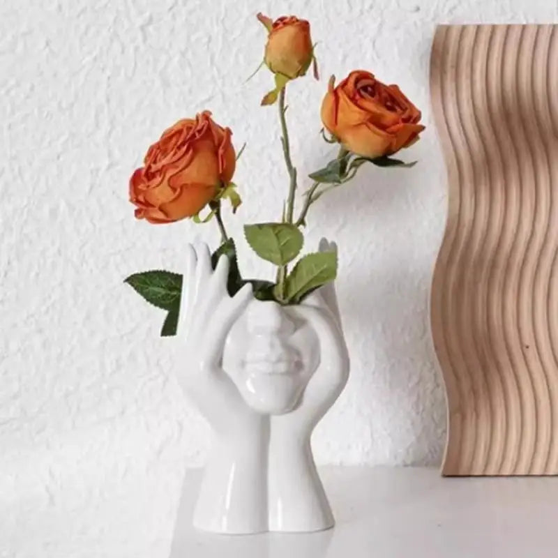 Mini Vaso e Organizador Escultural Rosto Artístico — Design Moderno