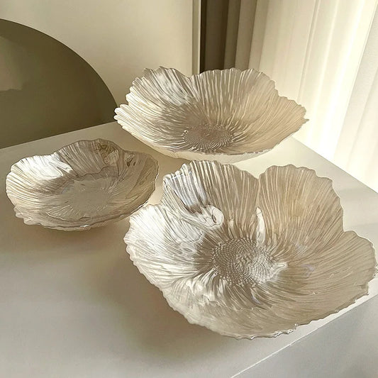 Centro de Mesa e Fruteira Flor em Cristal Translúcido — Design Nórdico