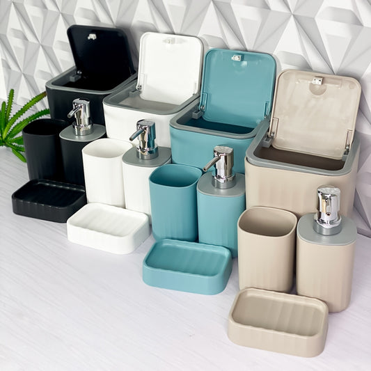 Kit Acessórios para Banheiro e Lavabo Nordic 4 Peças – Design Minimalista Fosco