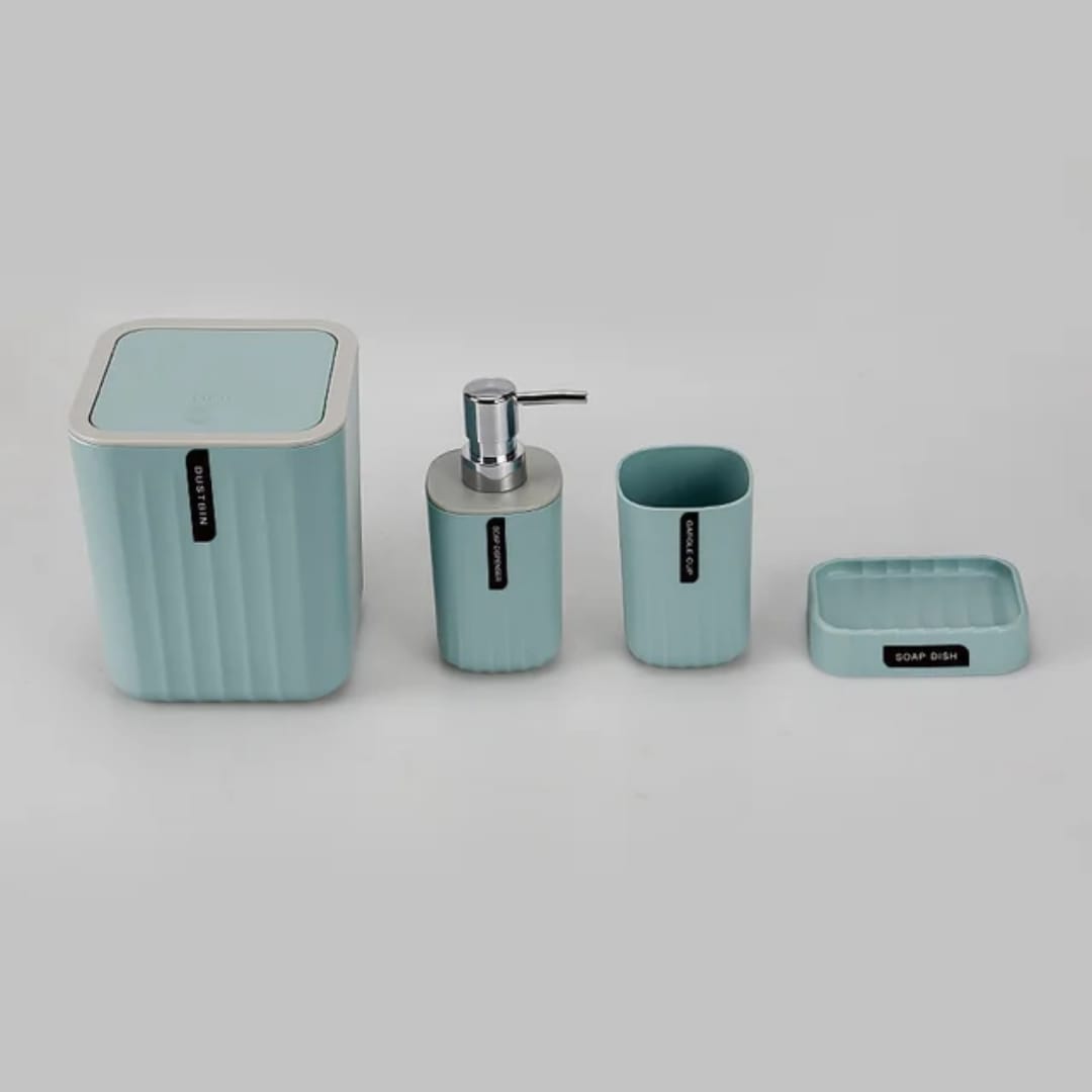 Kit Acessórios para Banheiro e Lavabo Nordic 4 Peças – Design Minimalista Fosco